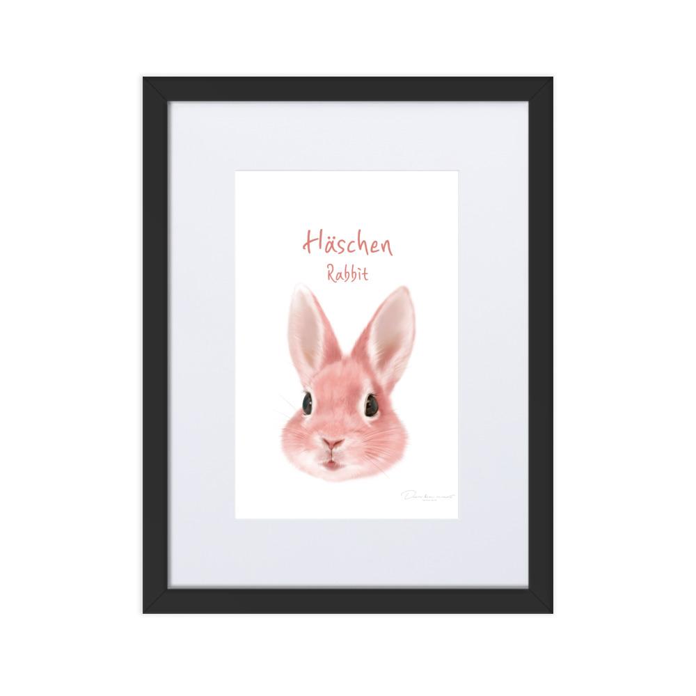 Häschen - Poster im Rahmen mit Passepartout schwarz / 30×40 cm artlia
