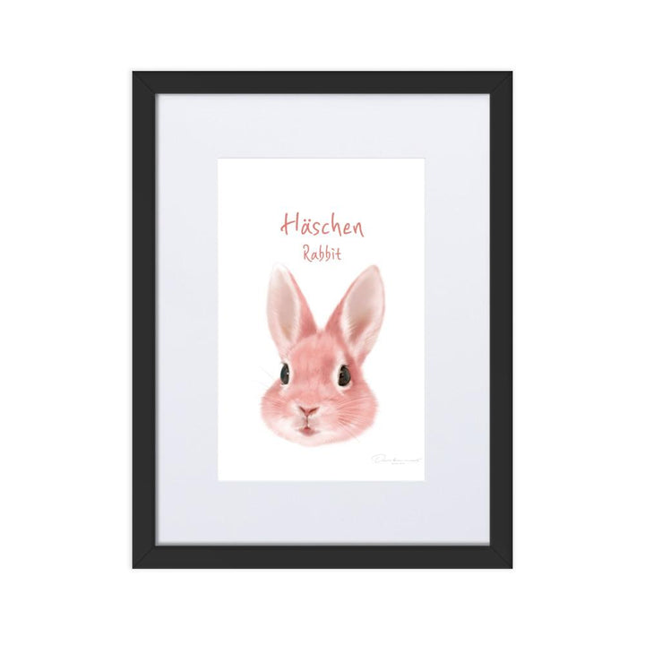 Häschen - Poster im Rahmen mit Passepartout schwarz / 30×40 cm artlia