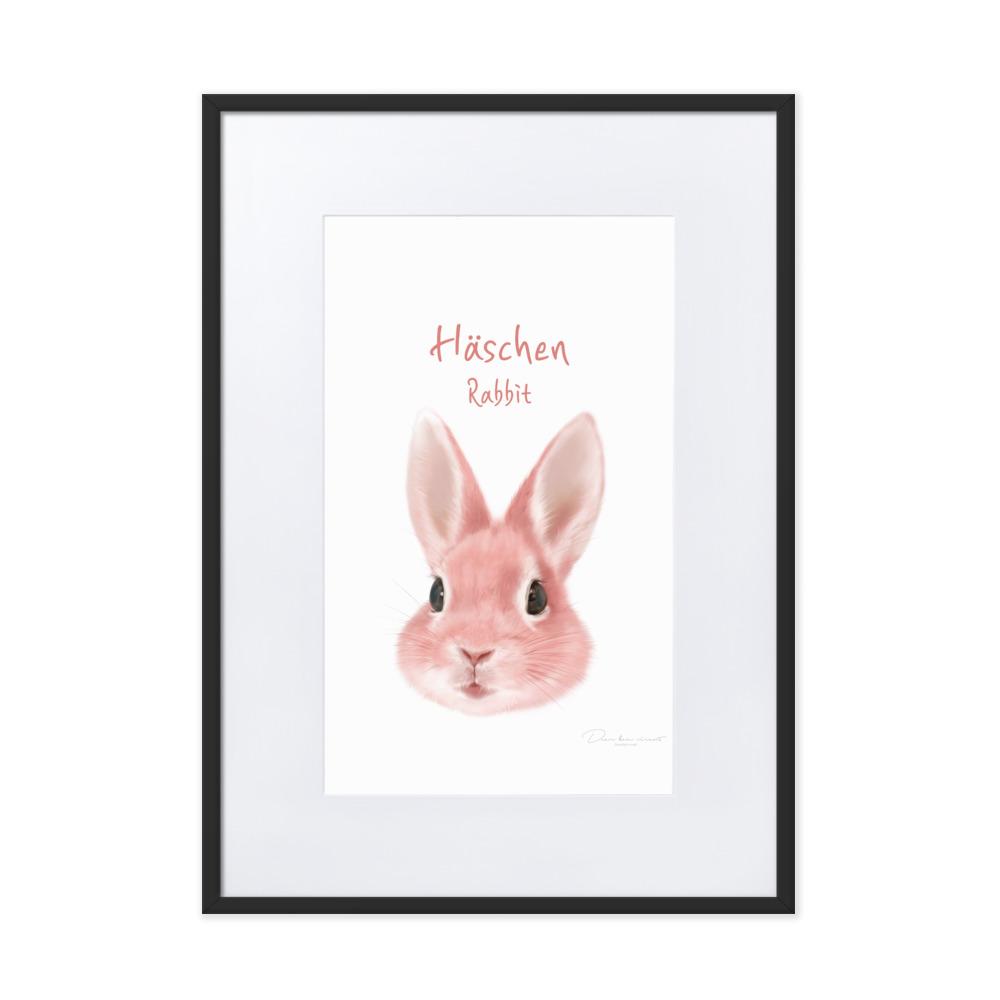 Häschen - Poster im Rahmen mit Passepartout schwarz / 50×70 cm artlia
