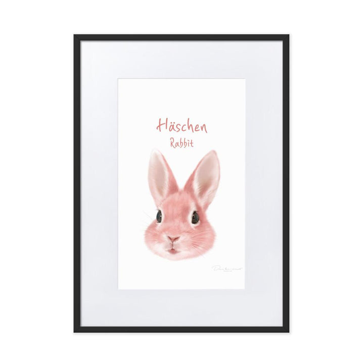 Häschen - Poster im Rahmen mit Passepartout schwarz / 50×70 cm artlia