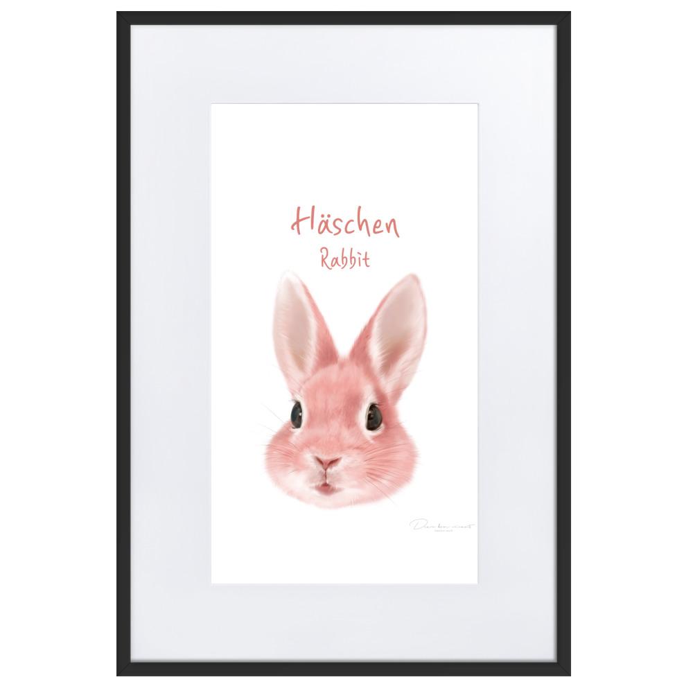Häschen - Poster im Rahmen mit Passepartout schwarz / 61×91 cm artlia