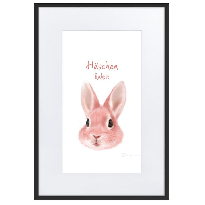 Häschen - Poster im Rahmen mit Passepartout schwarz / 61×91 cm artlia