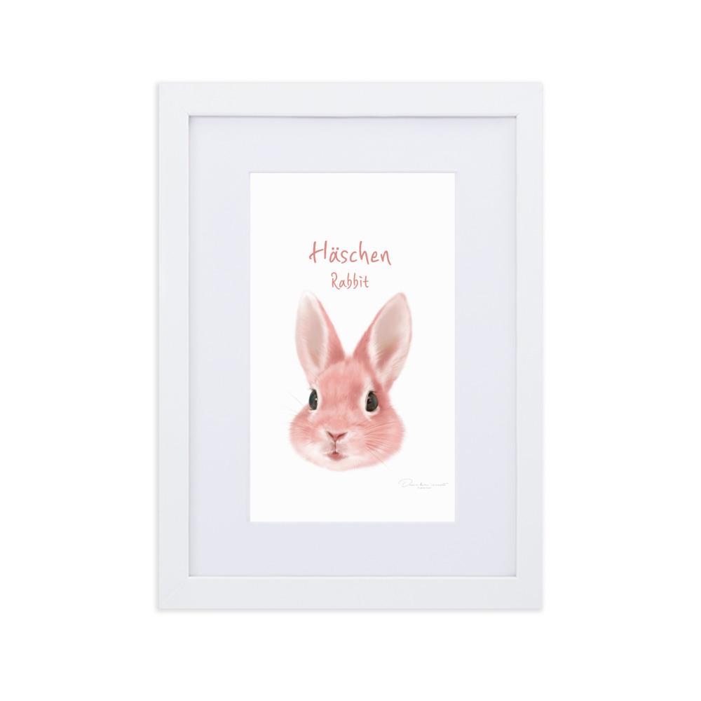 Häschen - Poster im Rahmen mit Passepartout weiß / 21×30 cm artlia