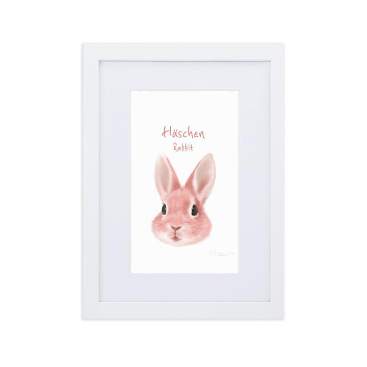 Häschen - Poster im Rahmen mit Passepartout weiß / 21×30 cm artlia