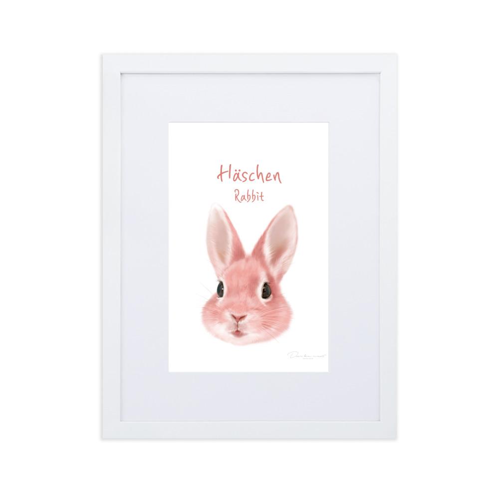 Häschen - Poster im Rahmen mit Passepartout weiß / 30×40 cm artlia