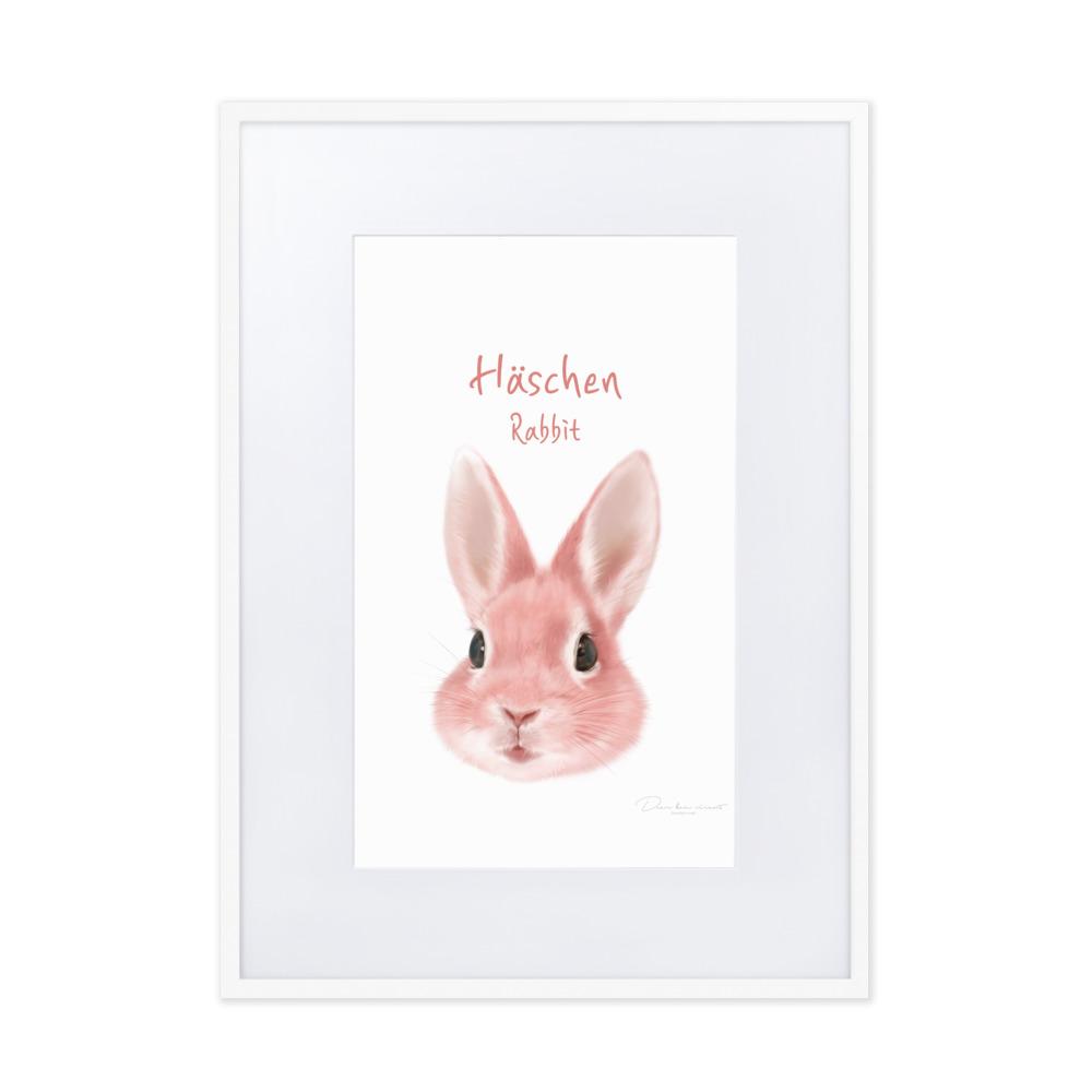 Häschen - Poster im Rahmen mit Passepartout weiß / 50×70 cm artlia