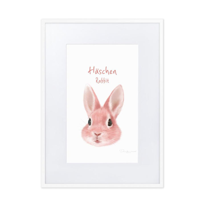 Häschen - Poster im Rahmen mit Passepartout weiß / 50×70 cm artlia