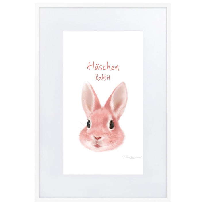 Häschen - Poster im Rahmen mit Passepartout weiß / 61×91 cm artlia