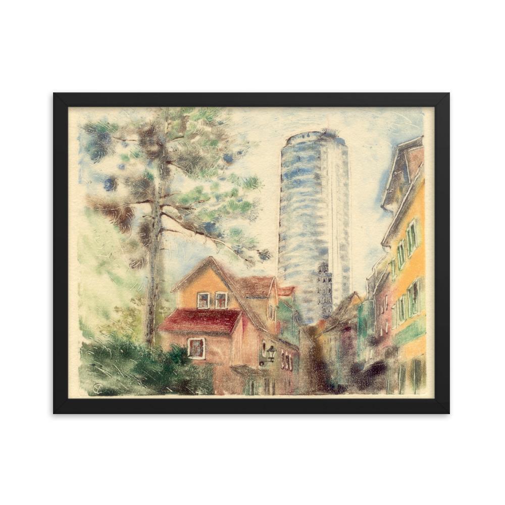 Jena Uniturm - Poster im Rahmen schwarz / 41x51 cm artlia