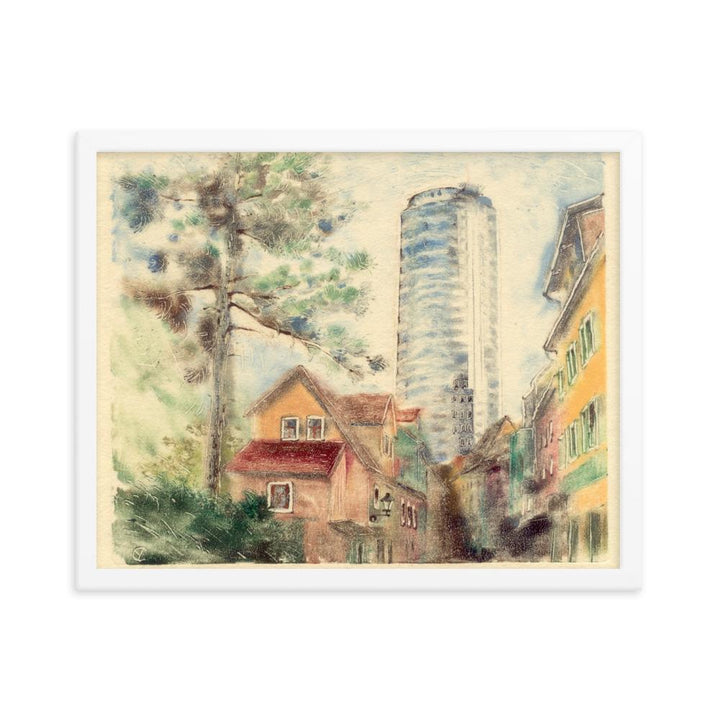 Jena Uniturm - Poster im Rahmen weiß / 41x51 cm artlia