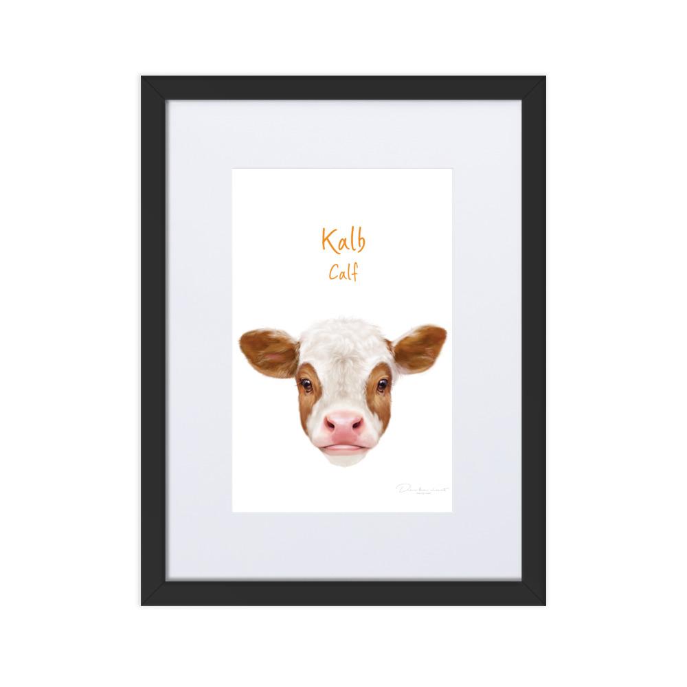 Kalb - Poster im Rahmen mit Passepartout schwarz / 30×40 cm artlia