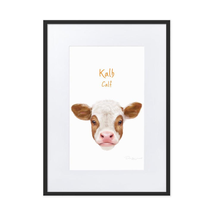 Kalb - Poster im Rahmen mit Passepartout schwarz / 50×70 cm artlia