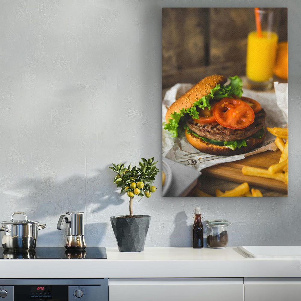Leinwand - Burger und Pommes artlia