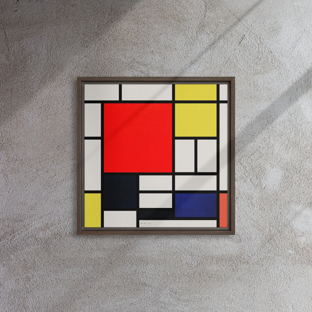 Leinwand - Mondrian, Composition with red yellow black gray and blue 41x41 cm / dunkel braun artlia