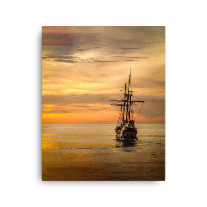 Leinwand - Schiff im Sonnenuntergang 41x51 cm artlia