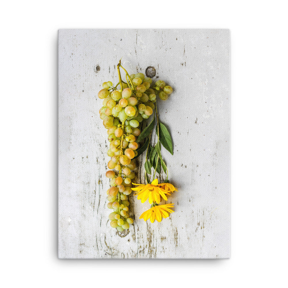 Leinwand - Weintrauben und Blumen 30x41 cm artlia