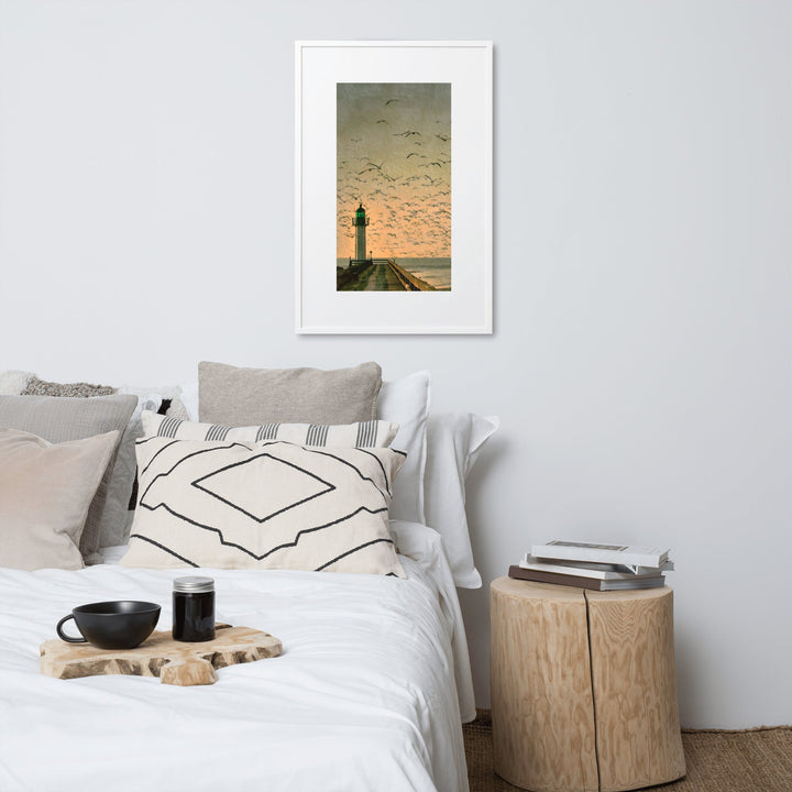 Leuchtturm - Poster im Rahmen mit Passepartout artlia