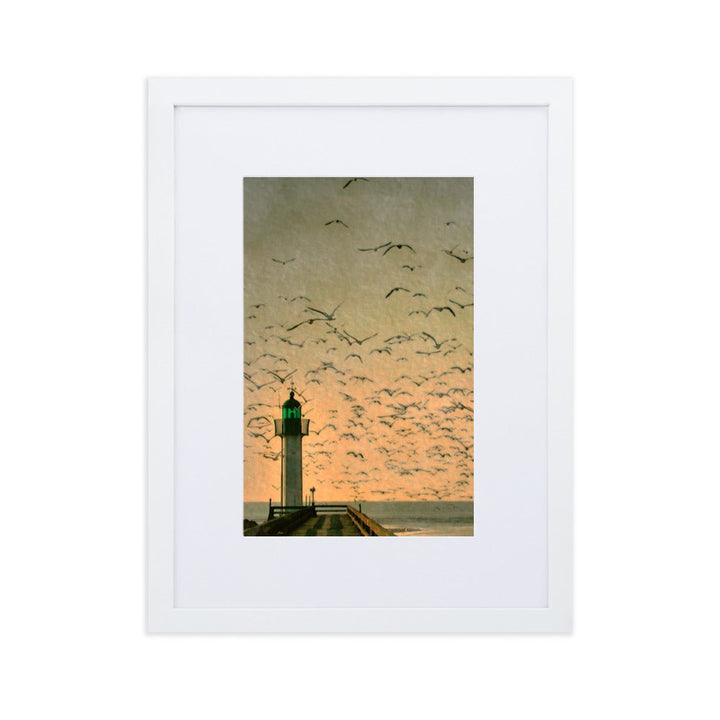 Leuchtturm - Poster im Rahmen mit Passepartout Weiß / 30×40 cm artlia