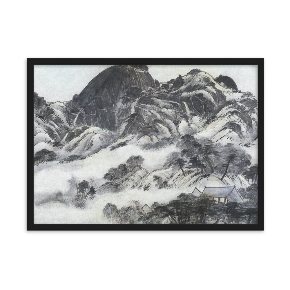 Mountain after Rain, Inwangjesaekdo - Poster im Rahmen Schwarz / 50×70 cm artlia