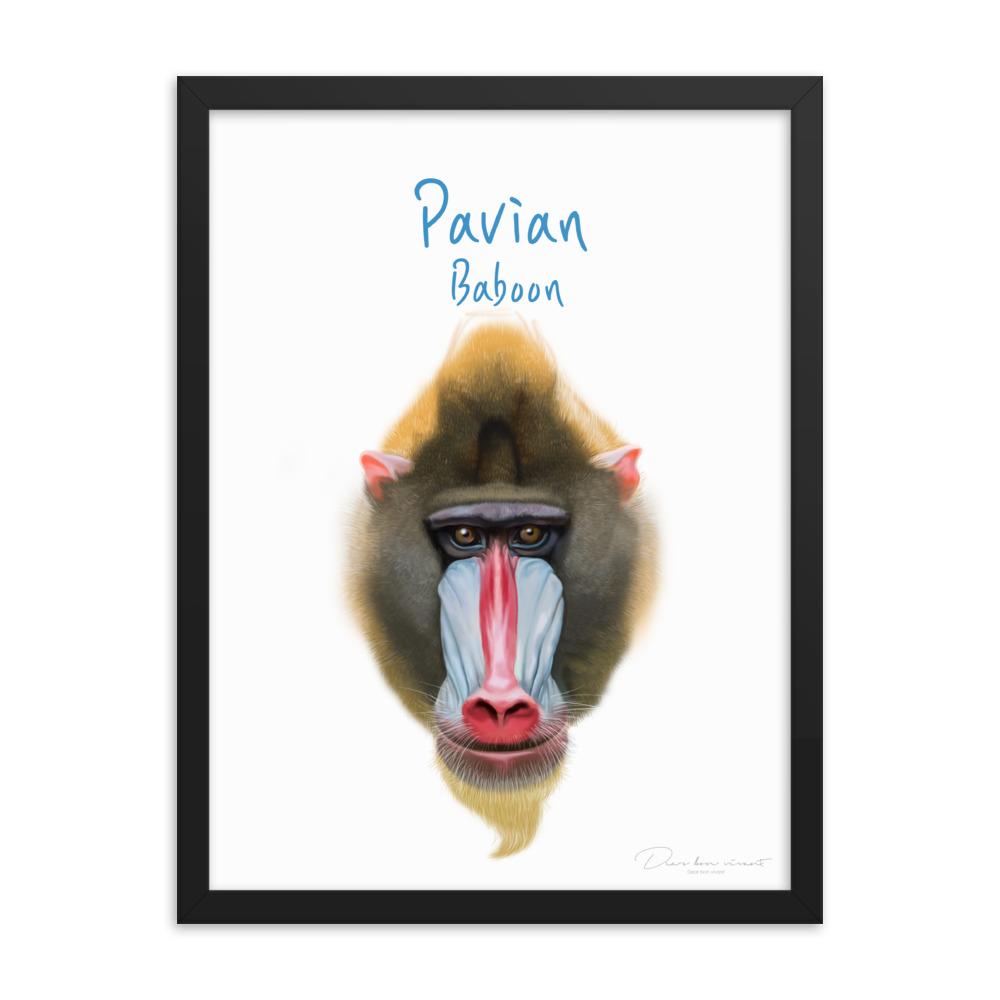 Pavian - Poster im Rahmen für Kinder schwarz / 30x41 cm artlia