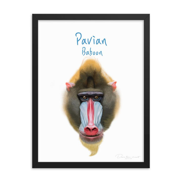 Pavian - Poster im Rahmen für Kinder schwarz / 30x41 cm artlia