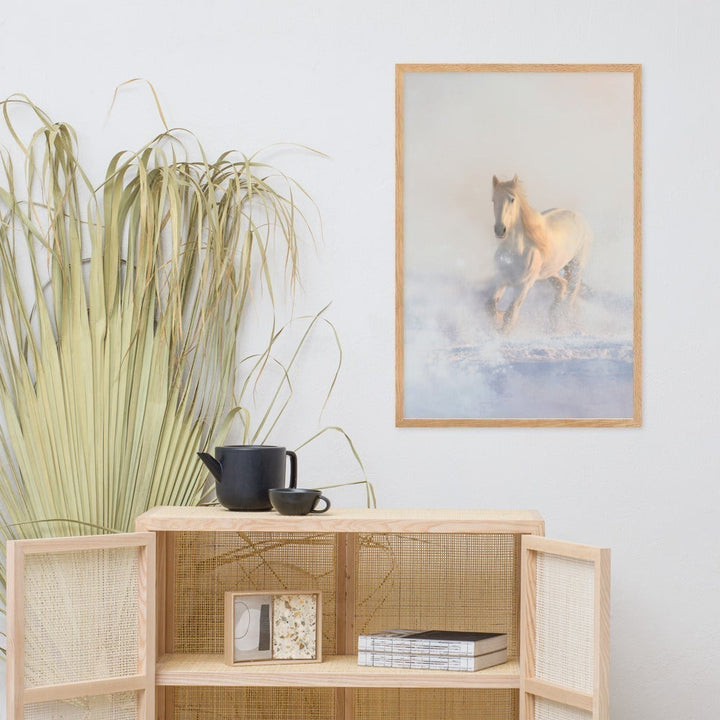 Pferd im Schnee - Poster im Rahmen artlia