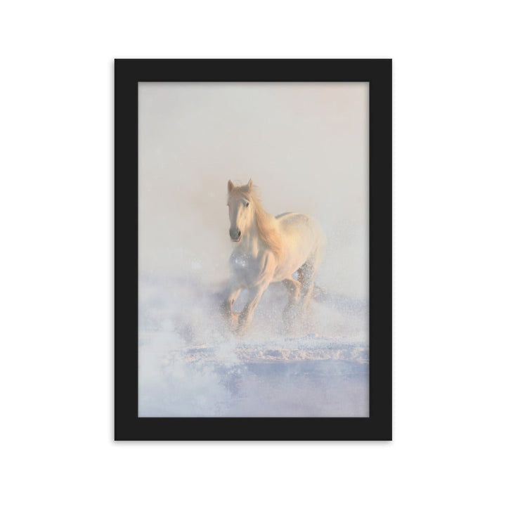 Pferd im Schnee - Poster im Rahmen Schwarz / 21×30 cm artlia