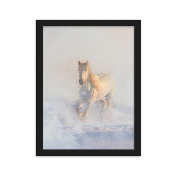 Pferd im Schnee - Poster im Rahmen Schwarz / 30×40 cm artlia