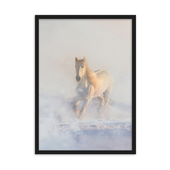 Pferd im Schnee - Poster im Rahmen Schwarz / 50×70 cm artlia