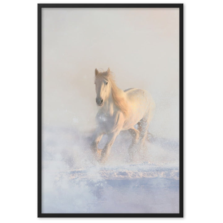 Pferd im Schnee - Poster im Rahmen Schwarz / 61×91 cm artlia