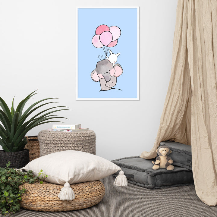 Poster - Elefant und Hase mit Luftballon artlia