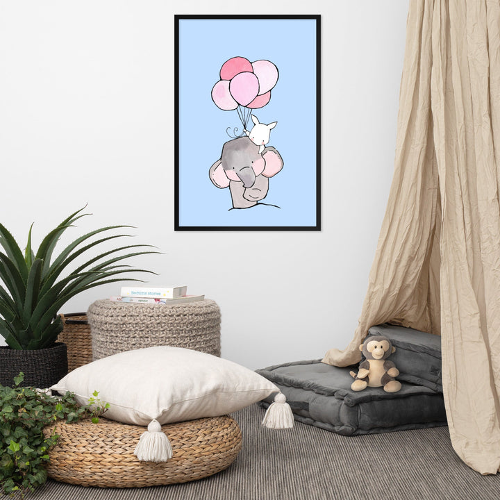Poster - Elefant und Hase mit Luftballon artlia
