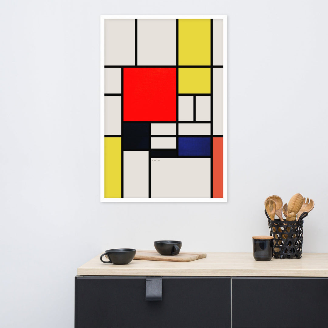 Poster - Mondrian, Composition with red yellow black gray and blue artlia