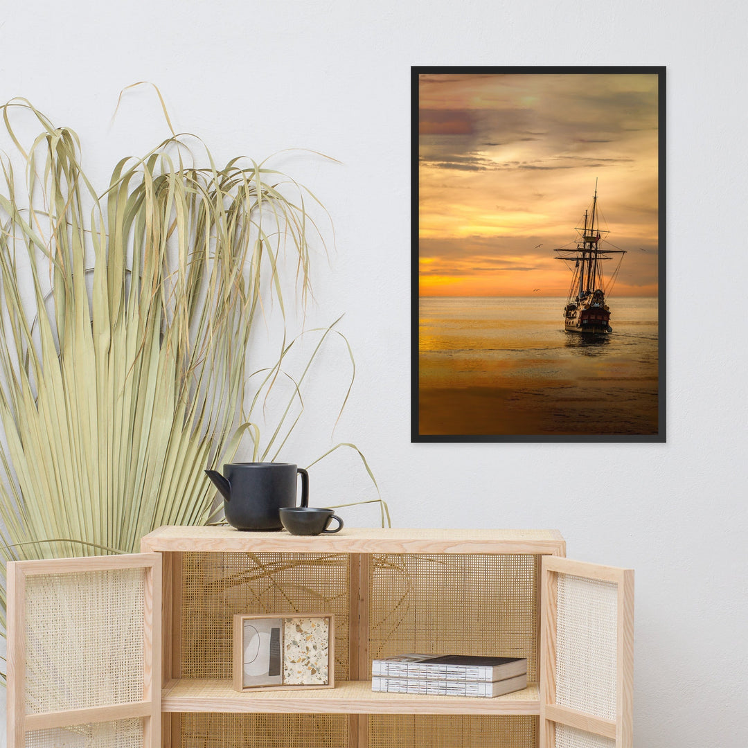 Poster - Schiff im Sonnenuntergang artlia