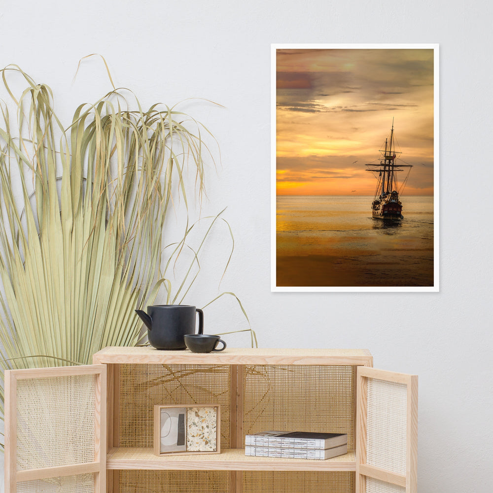 Poster - Schiff im Sonnenuntergang artlia