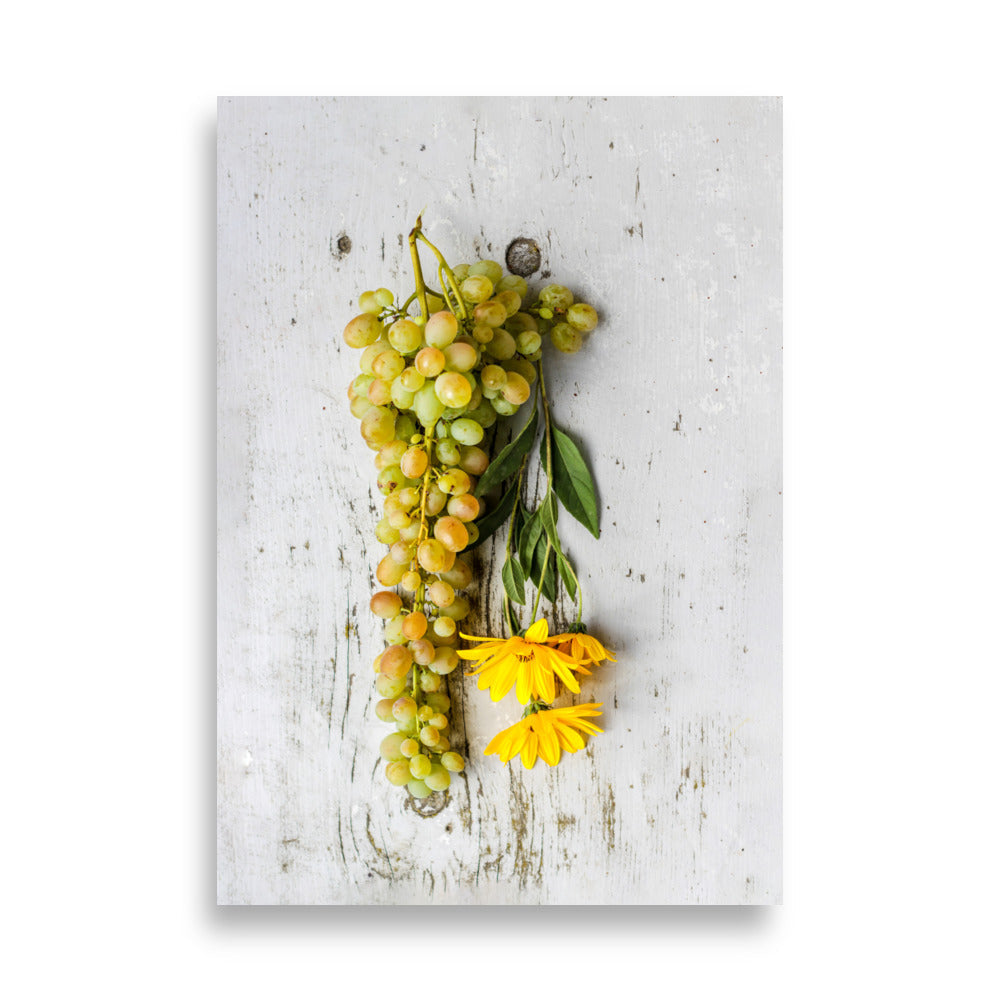 Poster - Weintrauben und Blumen 70×100 cm artlia