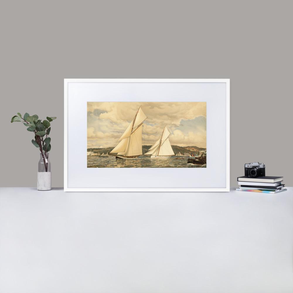 Schiffsrennen - Poster im Rahmen mit Passepartout artlia