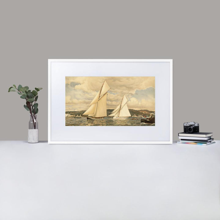 Schiffsrennen - Poster im Rahmen mit Passepartout artlia