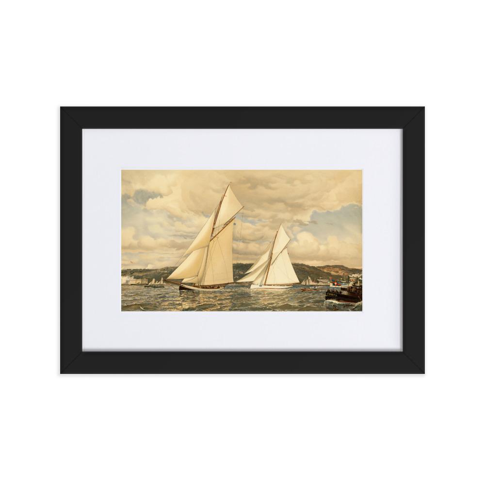 Schiffsrennen - Poster im Rahmen mit Passepartout schwarz / 21×30 cm artlia