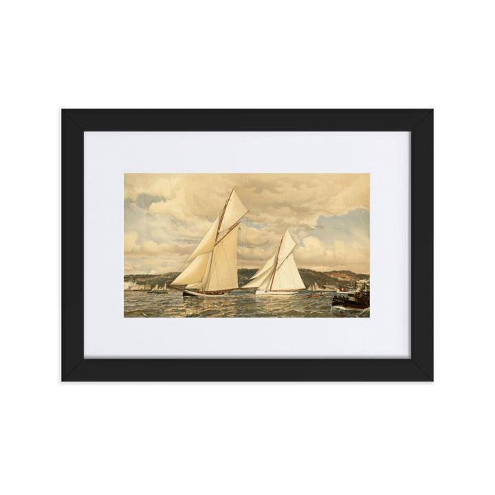 Schiffsrennen - Poster im Rahmen mit Passepartout schwarz / 21×30 cm artlia