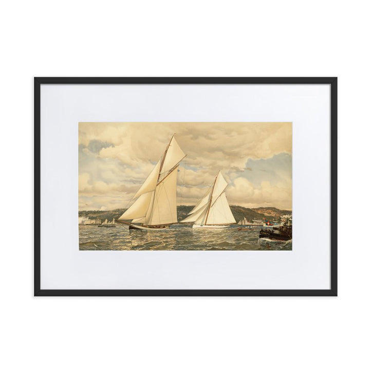 Schiffsrennen - Poster im Rahmen mit Passepartout schwarz / 50×70 cm artlia