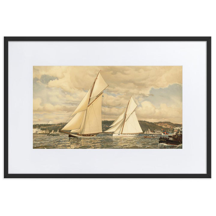 Schiffsrennen - Poster im Rahmen mit Passepartout schwarz / 61×91 cm artlia