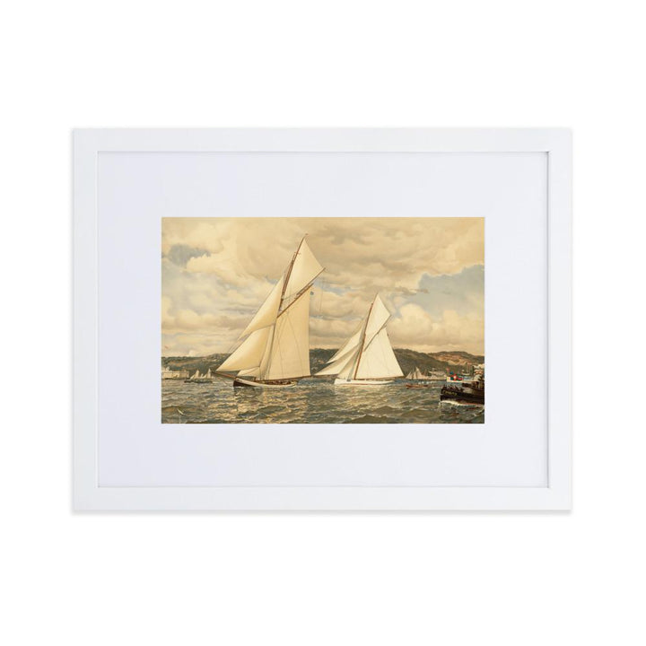 Schiffsrennen - Poster im Rahmen mit Passepartout weiß / 30×40 cm artlia