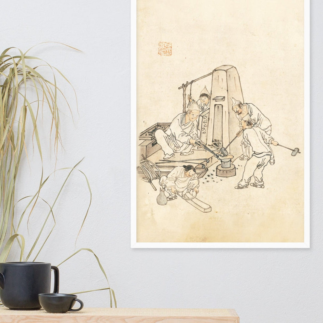 Schmiede, Kim Hong-do - Poster im Rahmen artlia