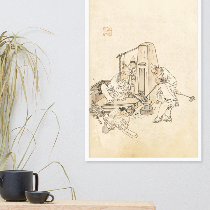 Schmiede, Kim Hong-do - Poster im Rahmen artlia