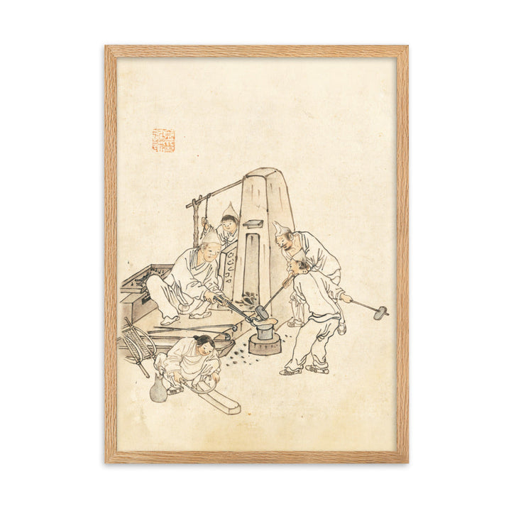 Schmiede, Kim Hong-do - Poster im Rahmen Oak / 50×70 cm artlia