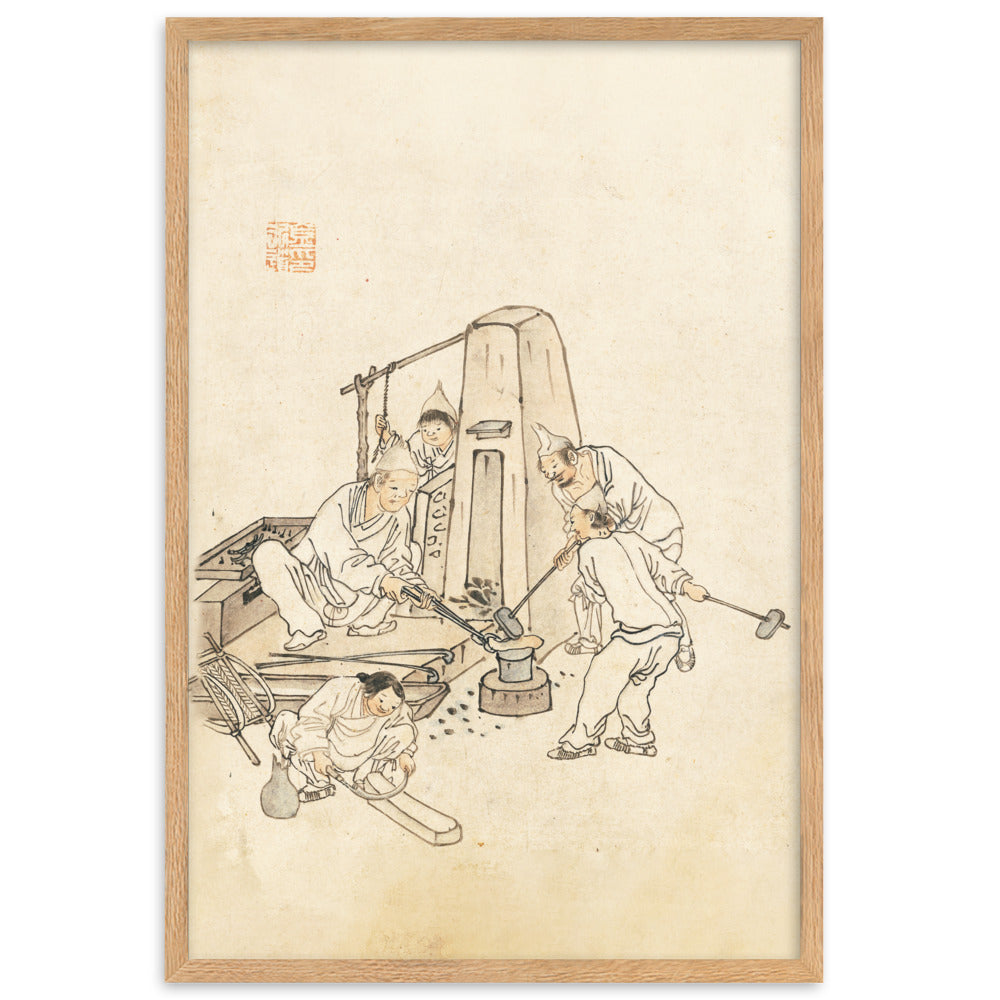 Schmiede, Kim Hong-do - Poster im Rahmen Oak / 61×91 cm artlia