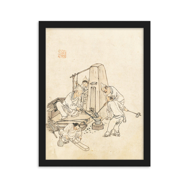 Schmiede, Kim Hong-do - Poster im Rahmen Schwarz / 30×40 cm artlia