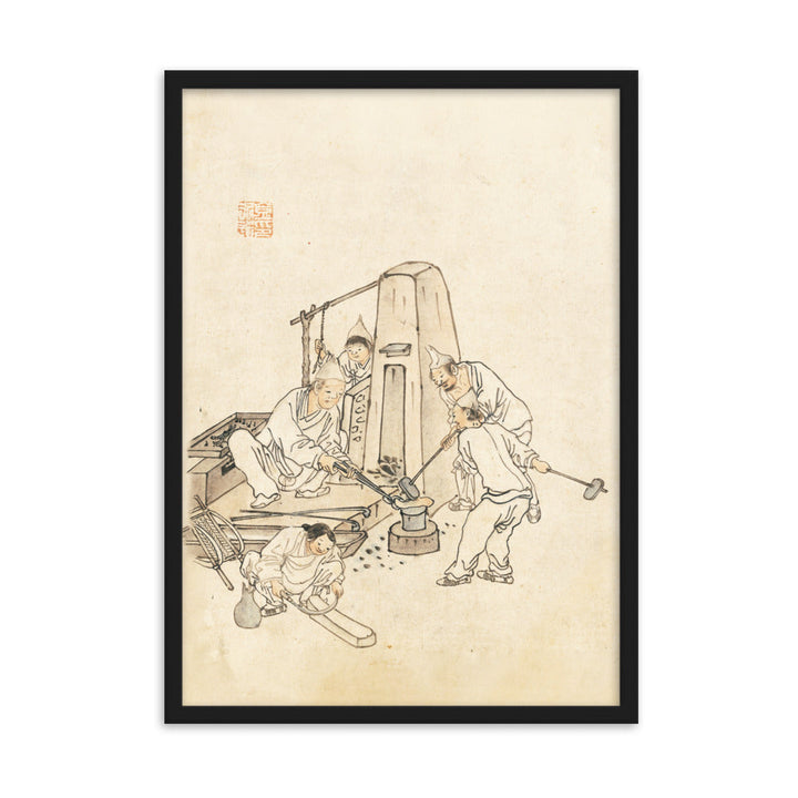Schmiede, Kim Hong-do - Poster im Rahmen Schwarz / 50×70 cm artlia