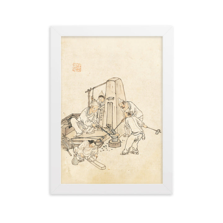 Schmiede, Kim Hong-do - Poster im Rahmen Weiß / 21×30 cm artlia
